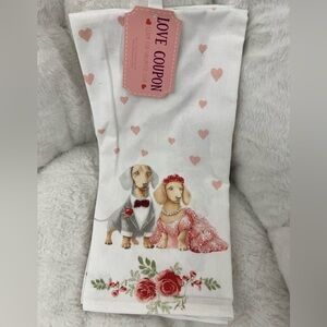 Valentines Day Dachshund Doxie Kitchen Towel Set  2pk
